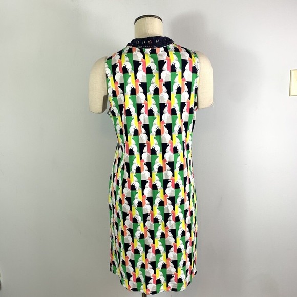 Crown and Ivy size medium Shift Dress Elephant green coral blue V-neck - Picture 6 of 8